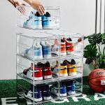 Transparent Acrylic Plastic Stackable Drop Front Clear Shoe Box For Display
