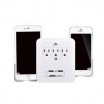 Wall Power Socket And Wall Tap One Input 3 Outlet 2 USB Surge  UL cUL passed for sale