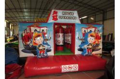 China Inflatable Rescue Fire Truck Bouncy Castle Obstacle Course , Obstacle Course Jump House supplier