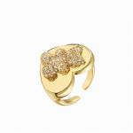 Adjustable 18K Diamond Ring Little Bear Heart Open Rings For Women