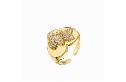 China Adjustable 18K Diamond Ring Little Bear Heart Open Rings For Women supplier