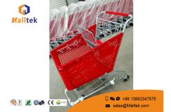 China Standard Plastic Supermarket Shopping Trolley Durable Structure Zinc Plated supplier