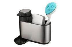 China Stainless Steel Kitchen Sink Organiser Rack With Fluid Pump And Sponge Holder supplier
