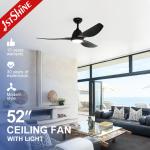 52 Black Design ABS Blades Ceiling Fan With Led Lighting And Remote for sale