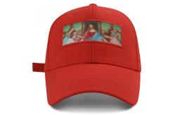 China Good quality red 6 panel curved cap sublimation red hats supplier