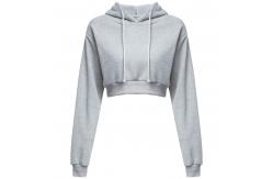 China Long Sleeve  Cropped Cotton Drawstring Crop Top Hoodie Pullover supplier