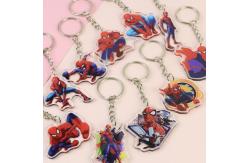 China Transparent Custom Acrylic Keychains Cartoon Character Spider-Man Printed With Metal Ring supplier