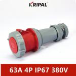 IP67 63A 4 Pole Waterproof Industrial Connector Nickel Plated for sale