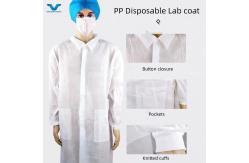 China Disposable Polypropylene Lab Coat with Elastic Wrists and Snap Closure Unisex Waterproof supplier