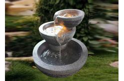 China Fiberglass Three Bowls Led Waterfall Fountain Natural Stone Look supplier