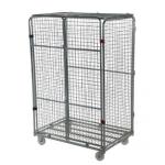Lockable Wire Mesh Roll Container With Wheels For Merchandises Storage for sale