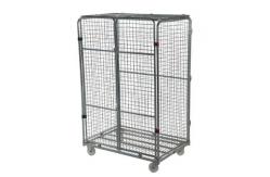 China Lockable Wire Mesh Roll Container With Wheels For Merchandises Storage supplier