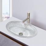 One Piece Molding Glass Vessel Sink Bowls 550mm Long No Overflow for sale