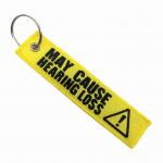 Industrial Safety Custom Embroidered Keychain Tags High Contrast Metal Ring Edge Stitching for sale