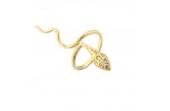 China Snake 18K Diamond Ring Customized Open Adjustable Gold Plated Finger Ring supplier