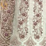 Embroidery Lace Nigerian Style Crystal Beaded Fabric For Bridal Gown for sale