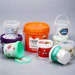 Sample Supplied Food Grade IML Customized PP Plastic Ice Cream Bucket With Lid Handle for sale
