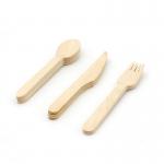 160mm Disposable Wooden Cutlery Set , Wrapped Organic Bamboo Utensils Spoon Knife Fork for sale