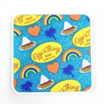 Custom Promotional Pvc Rubber Coaster With Glitter for sale