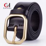 Brass Buckle Genuine Leather Belt Black And Red Brown Color Luxury for sale
