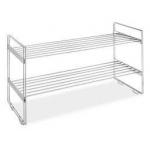 2 - Tier House White Wire Shoe Rack / Wire Fram Chrome Stackable Shoe Rack for sale
