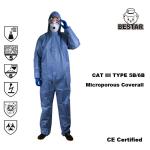 Microporous film Type 5B/6B EN14126 Virus Protection Medical Coverall for Hospital for sale