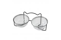 China Elevated Pet Glass Cat Bowls Double For Protecting Pet Spine supplier