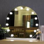 Round LED Vanity With Mirror And Lights Desktop Adjustable Lighting for sale