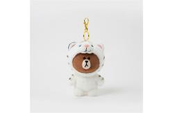 China Cute Orange Bear Custom Soft Keychain Plush Toys Mini Stuffed Animal Keychain supplier