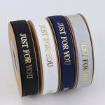 Polyester Tuff Printed Ribbon Roll Double Solid Color Eco-friendly Gold Foil Logo for sale