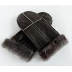 Winter Split Lamb Sheepskin Leather Shearling Gloves Comfortable Grey Color for sale