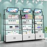Medical Cosmetic Display Rack Stand Display Wall Cabinet Gold for sale
