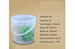 China 2L Unbreakable PP Round Bucket with Handle Transparent Plastic Food Grade Container supplier