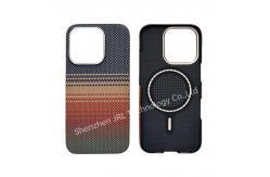 China Customized Sunset Pattern Super Thin Aramid Carbon Fiber Mobile Cover for iPhone 17 Pro supplier