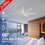 Color Temperature 3000k 66-inch LED Ceiling Fan with Dimmable Light and White ABS Blades for sale