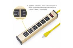China Multi Outlet Desktop Power Strip With USB , Slim Power Bar With USB Charger supplier