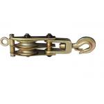 10T Dual Sheave Wire Rope Pulley Block , Hook Type Hoisting Rope Pulley Block for sale