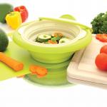 Hot Resistant Kitchen Utensil Food Grade Collapsible Silicone Food Steamer for sale