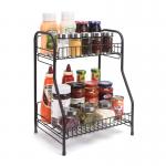 Kitchen Spice Organizer 2Wire Baskets Home Display Rack For Bottles for sale