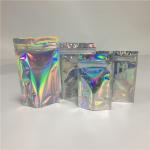 Durable Hologram Stand Up Pouches Mylar Weeds Smell Proof Bags With Clear Window