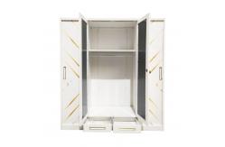 China Kd Structure Lockable Sliding Door Metal Wardrobe Almirah  With Mirror supplier