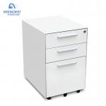 Vertical Three Drawers Movable Metal Filing Cabinet With Wheels