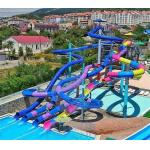 Enclosed Twist 4 Lane Water Slide Combo Commercial Fiberglass Spiral for sale