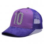 Customization 5 Panel Trucker Cap Visor Curved Eyelets Purple Mesh Hat Color Logo Customize for sale