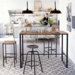 Industrial Style Bar Table Stool Set Wooden 1.2m With PVC Edging for sale