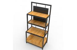 China Length 650mm Width 350mm Iron And Wood Shelves , Iron And Wood Bookshelf Black supplier
