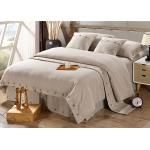 Pure Linen Wooden Buttons Modern Bedding Sets 4Pcs Real Simple Logo Customized