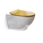 Round Rimless Flushing Ceramic Wall Hung Toilet Suspended CE For Bathroom for sale