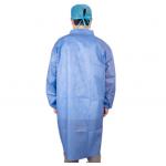 CE Unisex Disposable Medical SMS Lab Coat With Snaps Elastic Cuff Shirt Collar