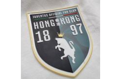 China Stamp Embossed Shape Heat Transfer TPU Badge For Team Apparel supplier